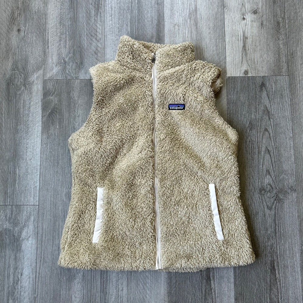 Patagonia Beige Sherpa Fleece full Zip insulated Vest Retro Pile Women's Large
